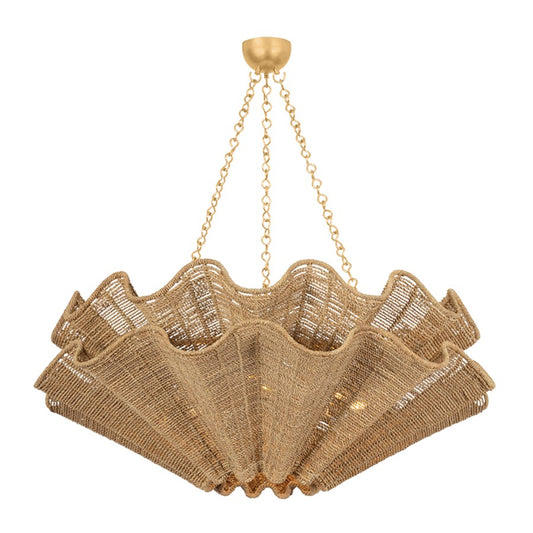 Hudson Valley Hayworth 8 Light Chandelier, Vintage Gold Leaf/Abaca - 6208-VGL