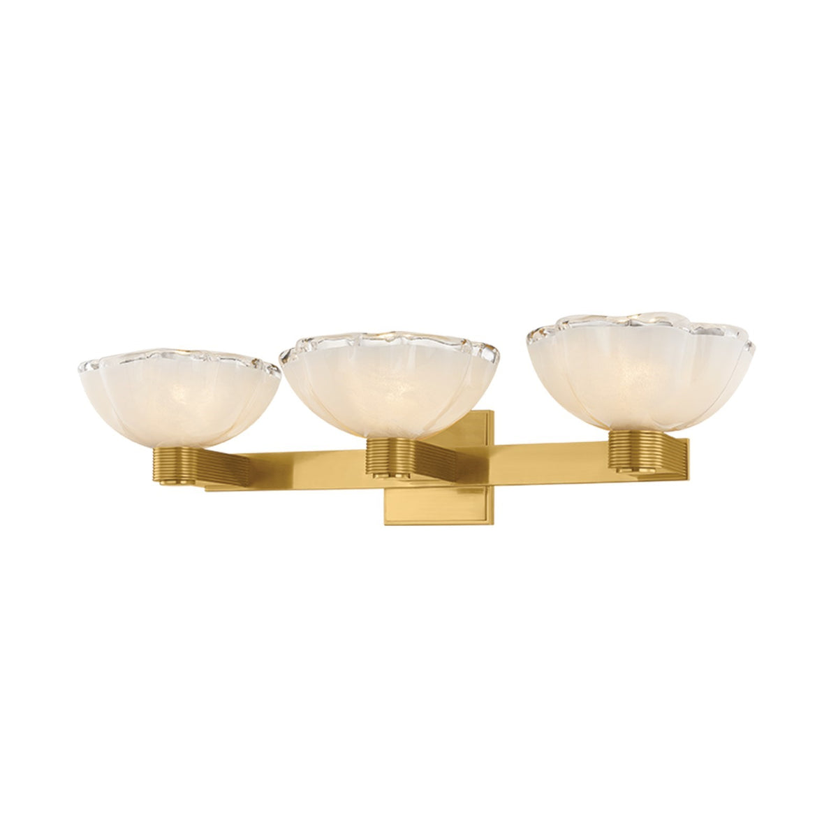 Hudson Valley Fraleigh 26in 3-Light Vanity Light | Organic Aged Brass and Blonchino Piastre Glass | Bathroom Vanity | 26 x 6.75 in | Model 6263-AGB