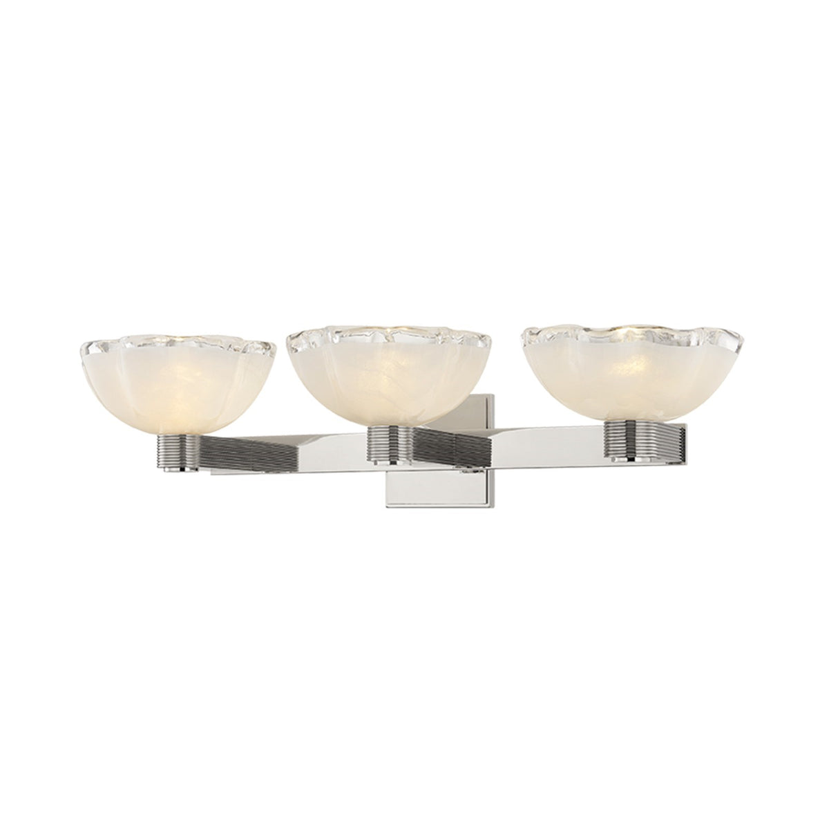Hudson Valley Fraleigh 26in 3-Light Vanity Light | Spa Polished Nickel and Blonchino Piastre Glass | Bathroom Vanity & Powder Room | Model 6263-PN