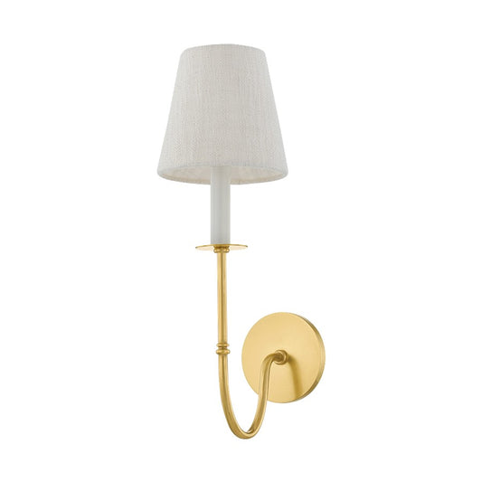 Hudson Valley Amina 1 Light Wall Sconce, Aged Brass/Textured Linen - 6919-AGB