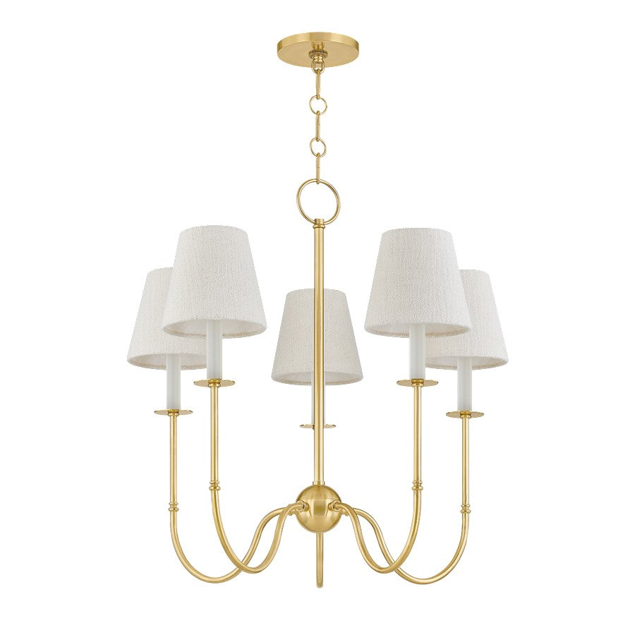 Hudson Valley Amina 5 Light Chandelier, Aged Brass/Textured Linen - 6927-AGB