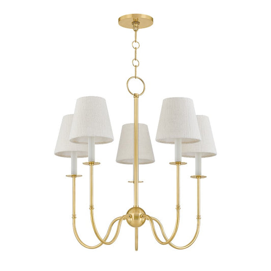 Hudson Valley Amina 5 Light Chandelier, Aged Brass/Textured Linen - 6927-AGB
