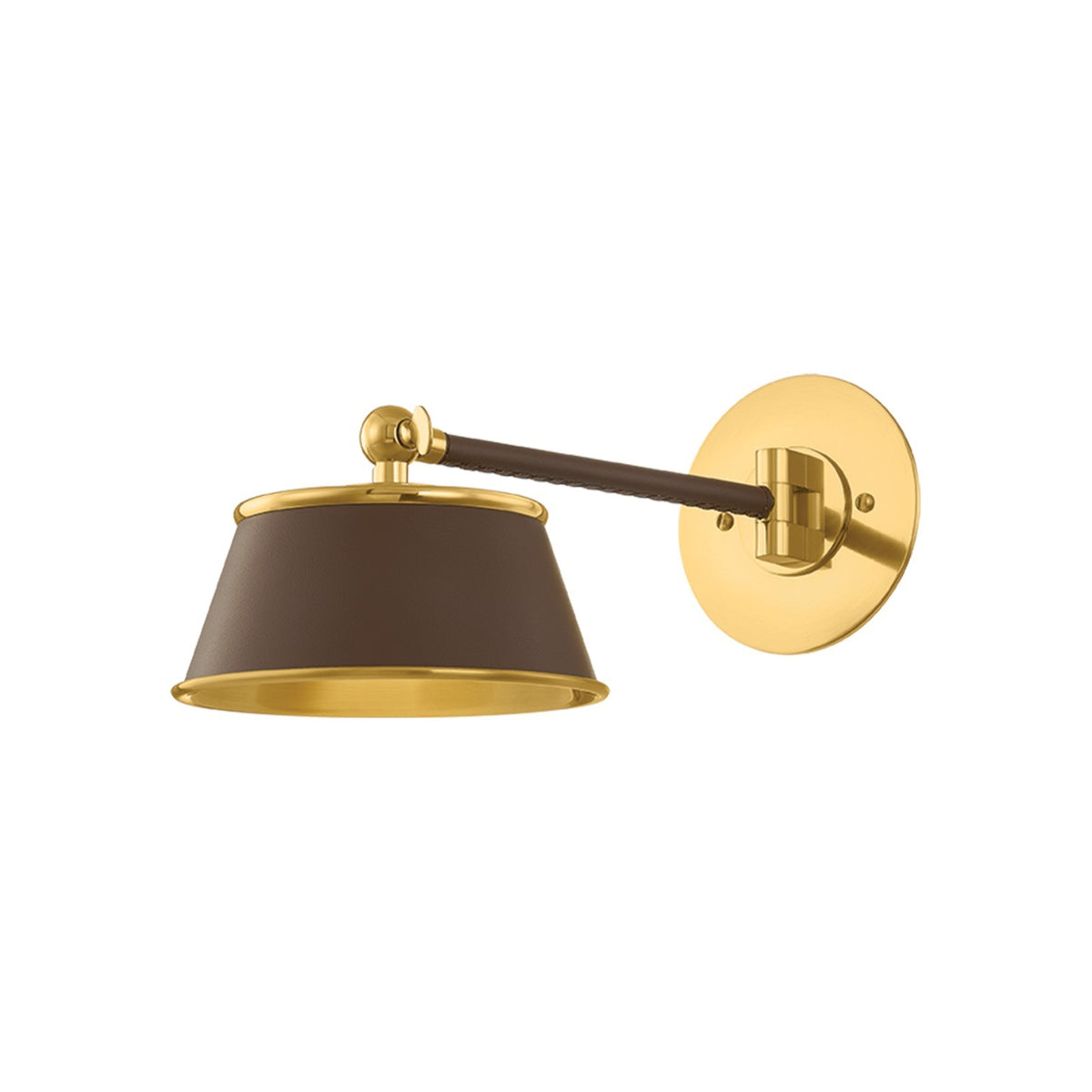 Hudson Valley Lanesville 7in 1-Light Wall Sconce | Aged Brass and Brown Leather | Bathroom Vanity & Bedroom Reading | Model 6981-AGB-BR