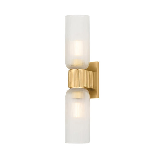 Hudson Valley Irondale 2 Light Wall Sconce, Aged Brass/Clear Etched - 7132-AGB