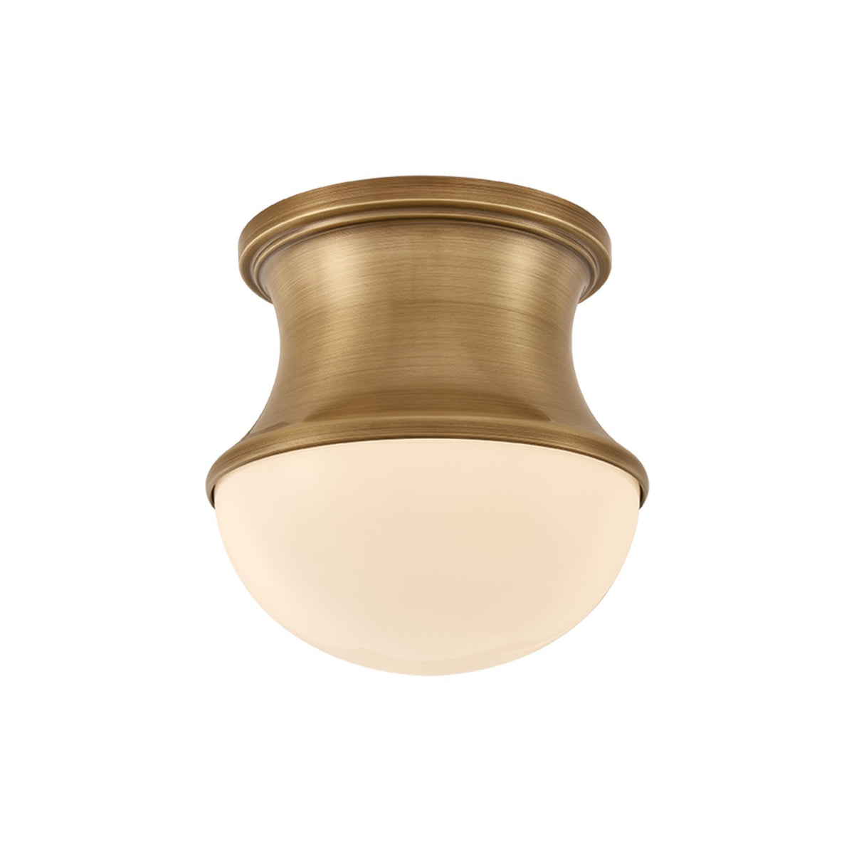 Hudson Valley Aldrich 6in 1-Light Flush Mount | Traditional Patina Brass and Opal Glass | Hallway & Bedroom Ceiling Light | 6 x 6 in | Model 7241-PBR