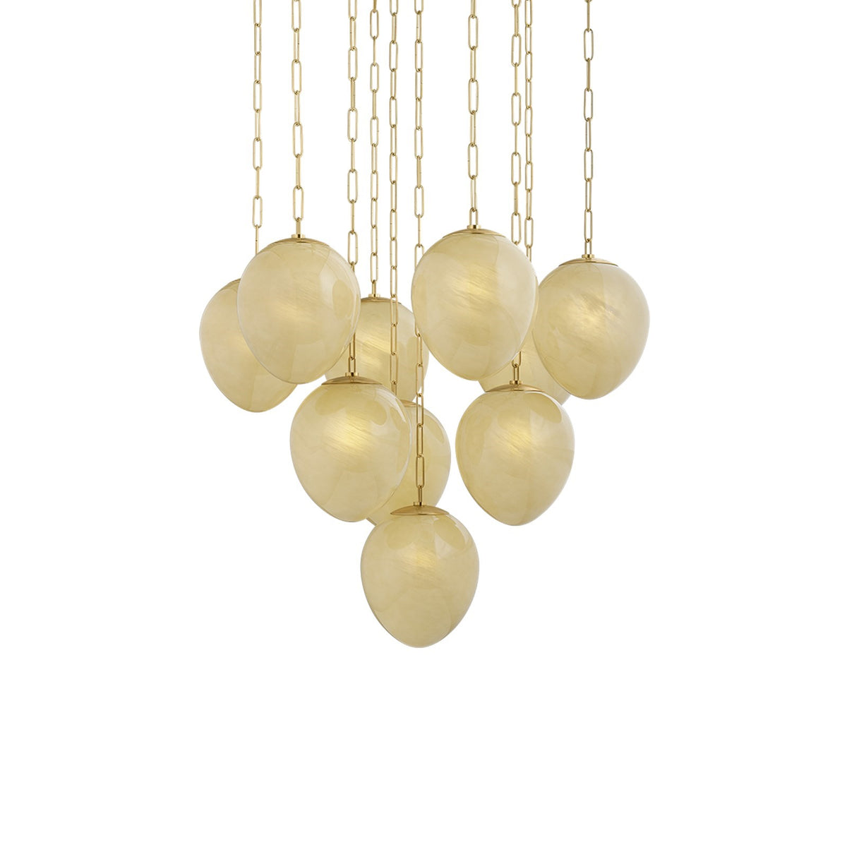 Hudson Valley Cherrytown 39in 10-Light Chandelier | Vintage Aged Brass and Etched Cream Cloud Glass | Dining Room & Foyer | Model 7410-AGB