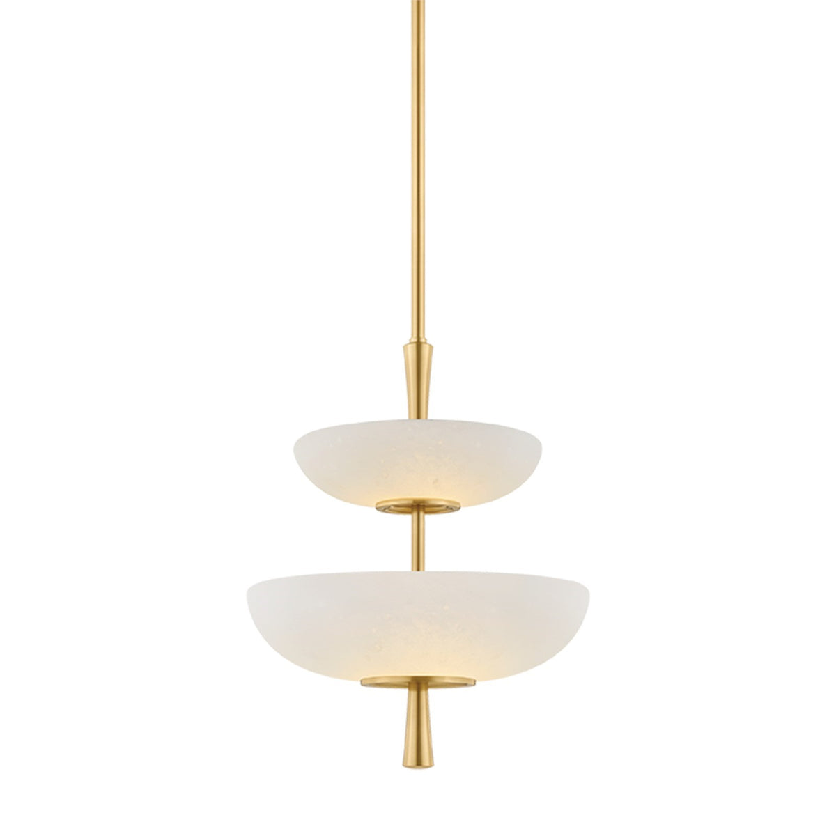 Hudson Valley Mapledale 15in 2-Light Pendant | Transitional Aged Brass and Seeded Matte Cloud Glass | Dining Room & Foyer | Model 7702-AGB