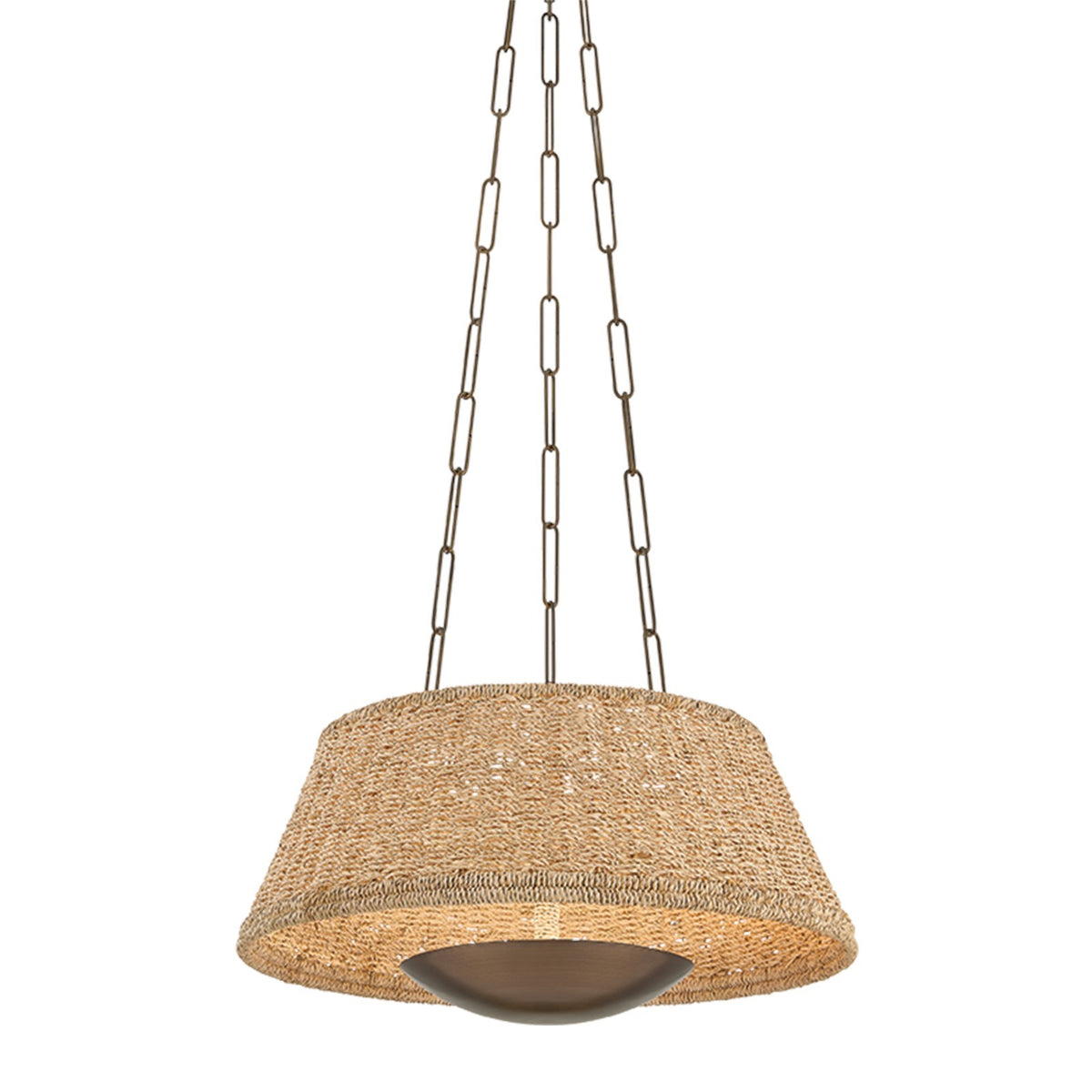 Hudson Valley Echo Lake 22in 1-Light Pendant | Coastal Historic Bronze and Natural Palm Leaf | Kitchen Island & Dining Room | Model 8522-HB