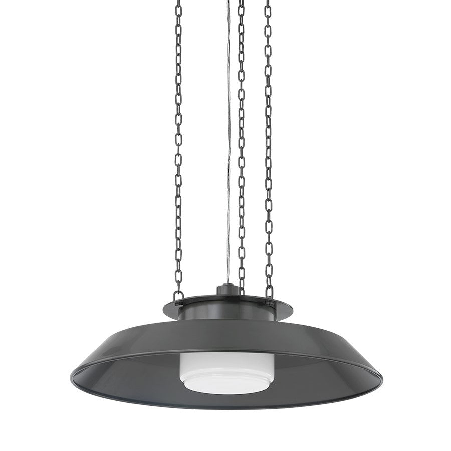 Hudson Valley Woodrow 1Lt 22" Pendant, Distressed Bronze/Opal Glossy - 8822-DB