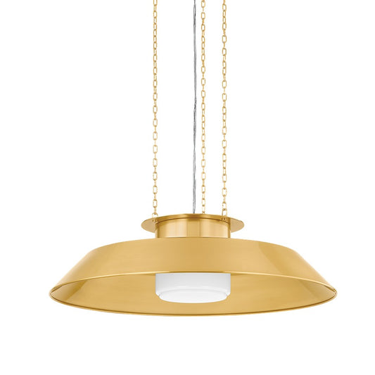 Hudson Valley Woodrow 1 Light 32" Pendant, Aged Brass/Opal Glossy - 8832-AGB