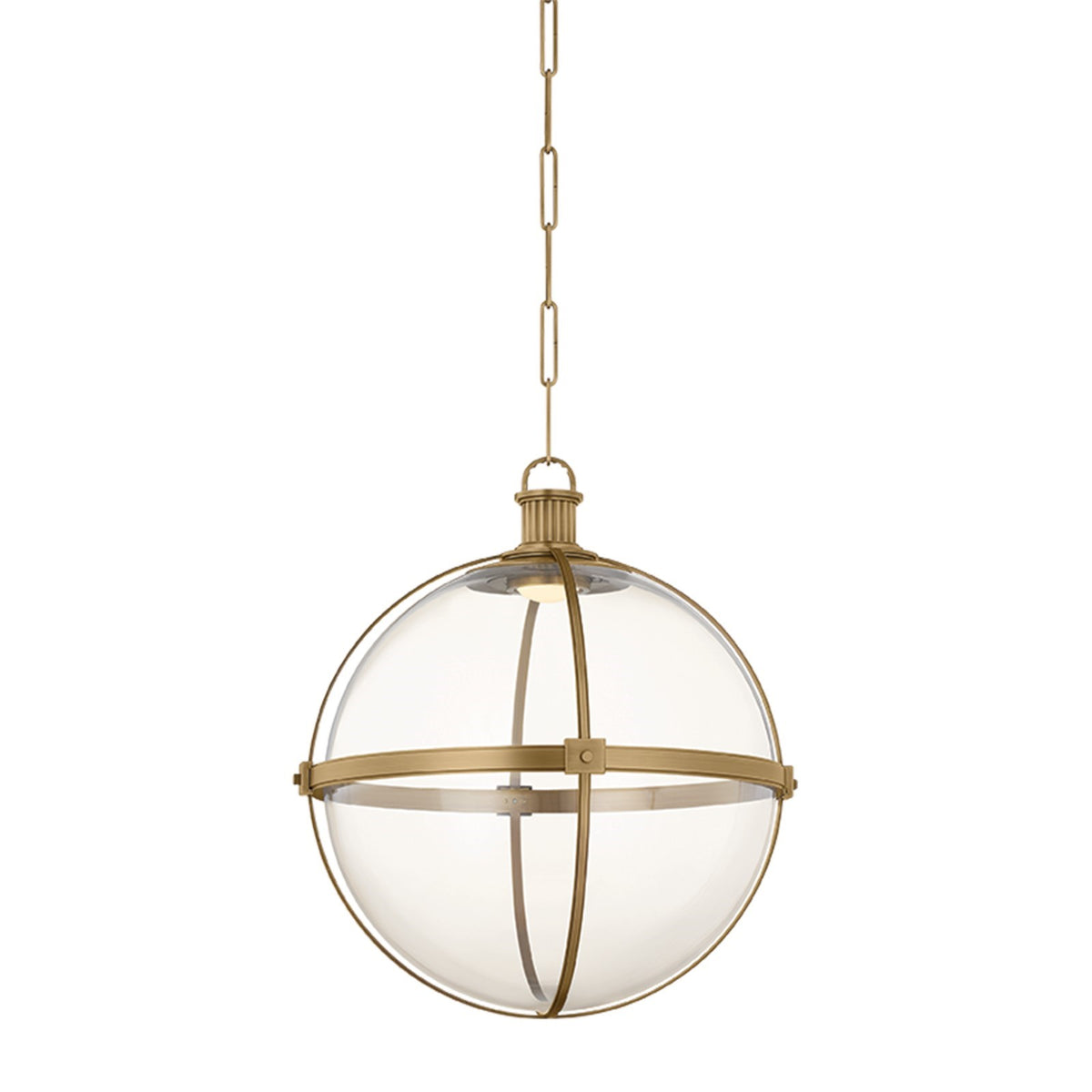 Hudson Valley Westmere 18in 1-Light Pendant | Victorian Patina Brass and Clear Glass | Kitchen Island & Dining Room | 17.75 x 20 in | Model 8919-PBR