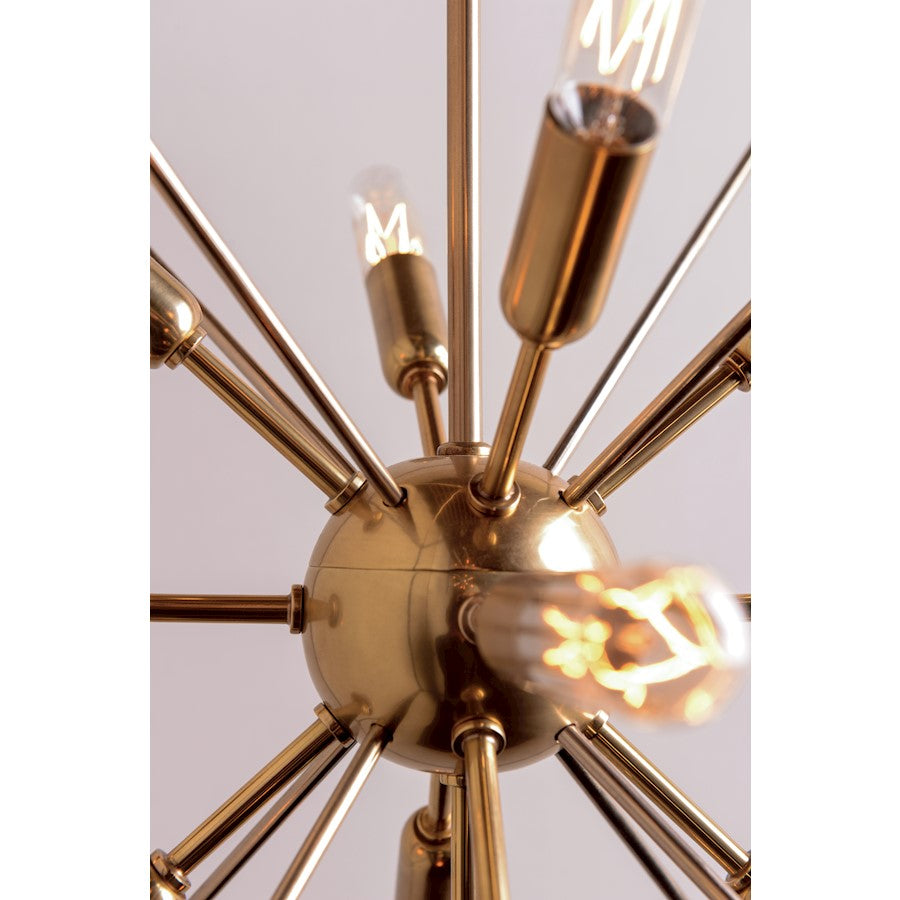 13 Light Chandelier, Aged Brass