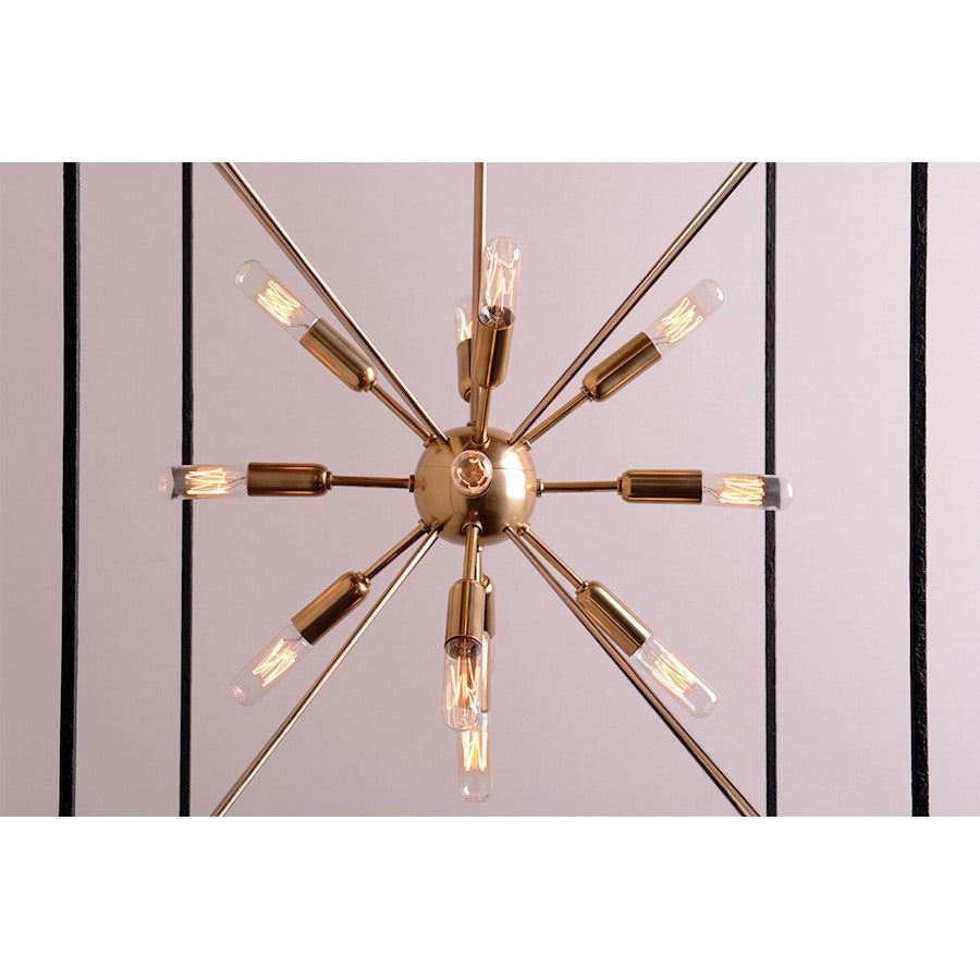 13 Light Chandelier, Aged Brass