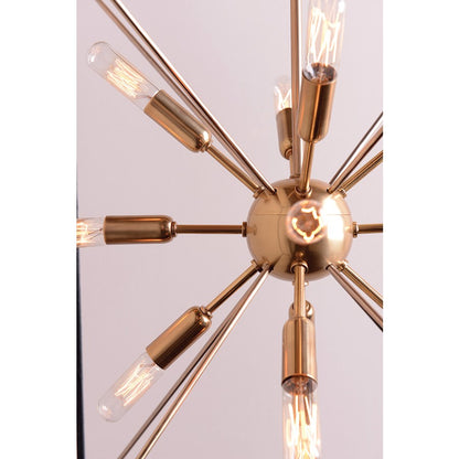 13 Light Chandelier, Aged Brass