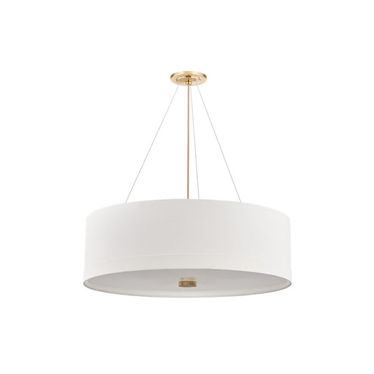 Hudson Valley Ashland 6Lt Pendant, Aged Brass/White Linen 1 - 8934-AGB