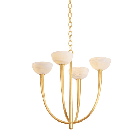 Hudson Valley Maywood 4Lt Chandelier, Vintage Gold Leaf/Onyx - 9023-VGL