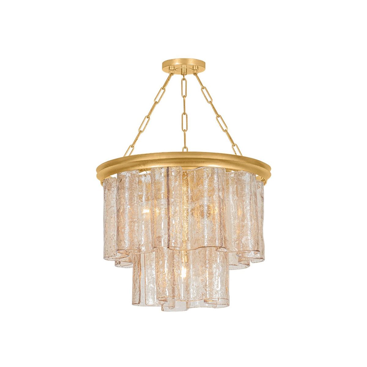 Hudson Valley Finchville 22in 4-Light Chandelier | Vintage Gold Leaf and Light Bronze Glass | Dining Room & Living Room | Model 9254-VGL