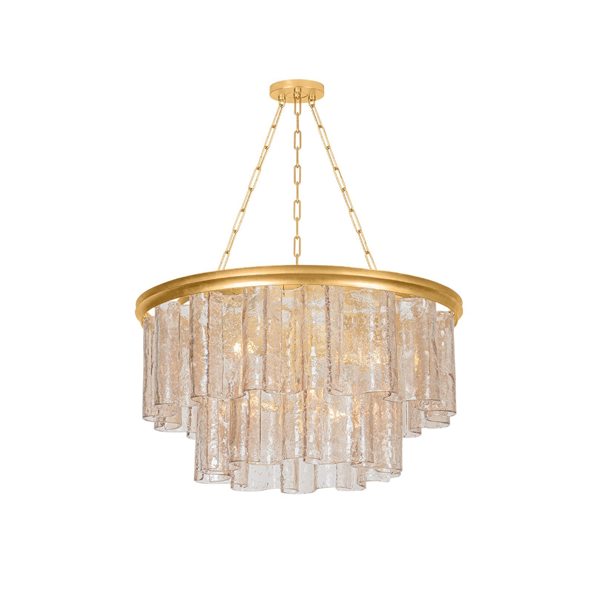 Hudson Valley Finchville 32in 6-Light Chandelier | Vintage Gold Leaf and Light Bronze Piastre Glass | Dining Room & Entryway | Model 9256-VGL
