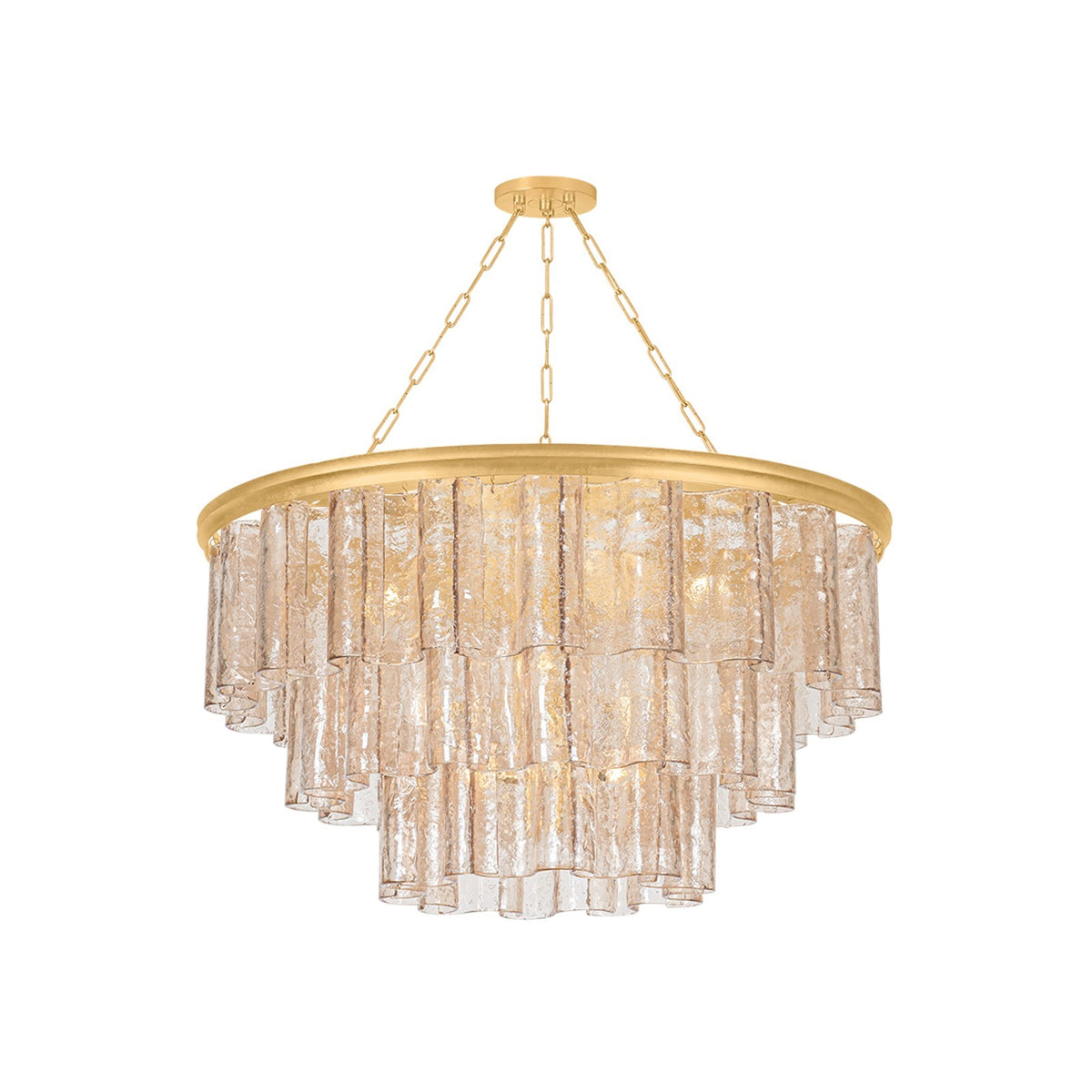 Hudson Valley Finchville 42in 9-Light Chandelier | Vintage Gold Leaf and Light Bronze Piastre Glass | Dining Room & Entryway | Model 9259-VGL