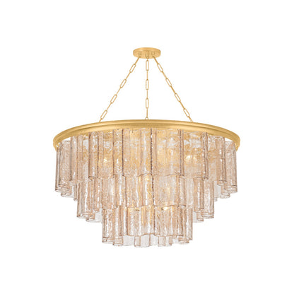 Hudson Valley Finchville 42in 9-Light Chandelier | Vintage Gold Leaf and Light Bronze Piastre Glass | Dining Room & Entryway | Model 9259-VGL