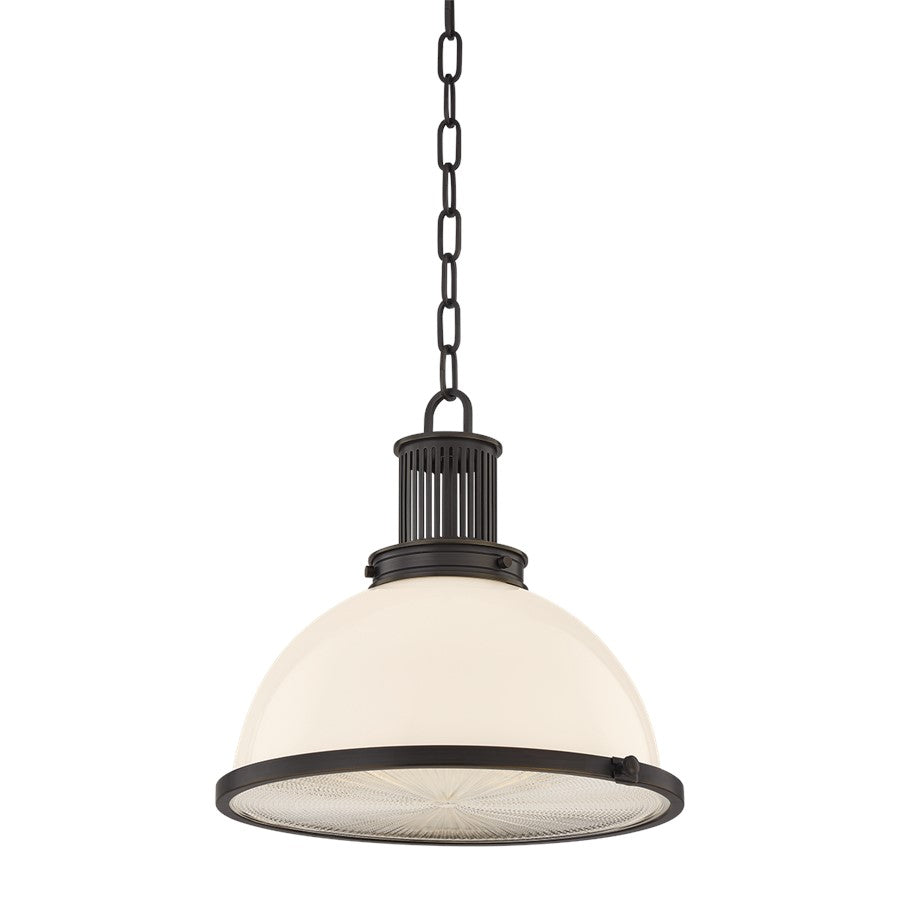 Hudson Valley Pinesbridge 1Lt 15" Pendant, Bronze/Opal Glossy - 9315-DB