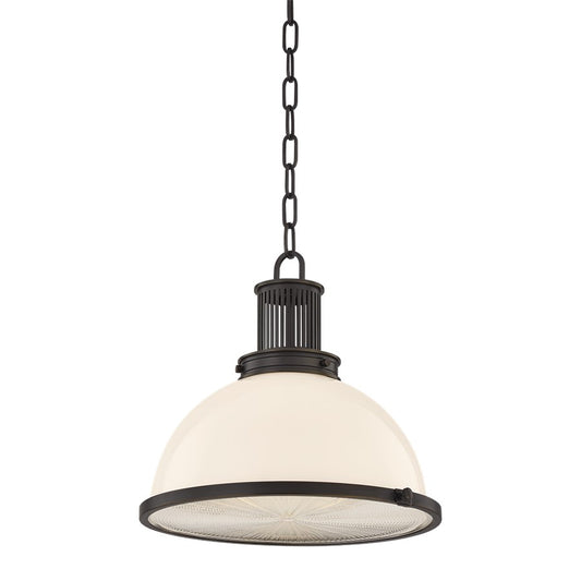 Hudson Valley Pinesbridge 1Lt 15" Pendant, Bronze/Opal Glossy - 9315-DB