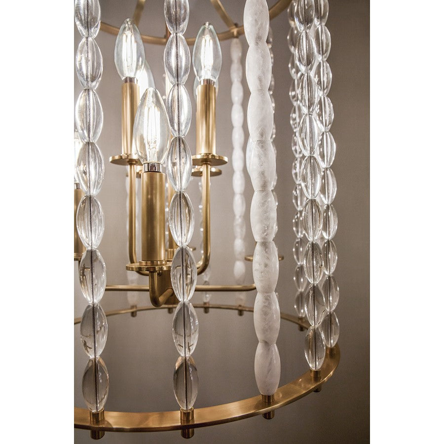 Hudson Valley Whitestone 8 Light Lantern, Aged Brass