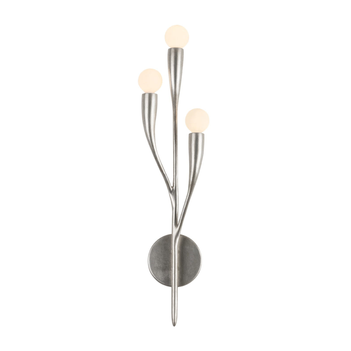 Hudson Valley Labra 24.5in 3-Light Wall Sconce | Botanical Warm Silver Leaf and Glass | Bedroom & Hallway Accent Light | Model 9603-WSL