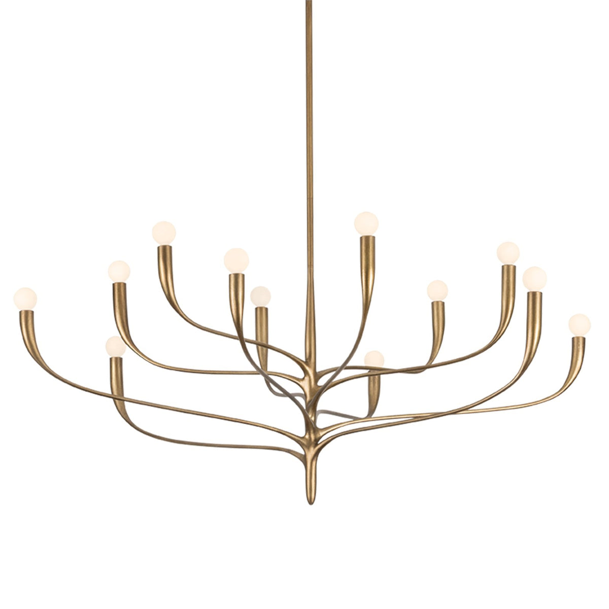 Hudson Valley Labra 51in 12-Light Chandelier | Patina Gold Leaf Botanical Steel | Dining Room & Foyer | 51.5 x 20.5 in | Model 9612-PGL