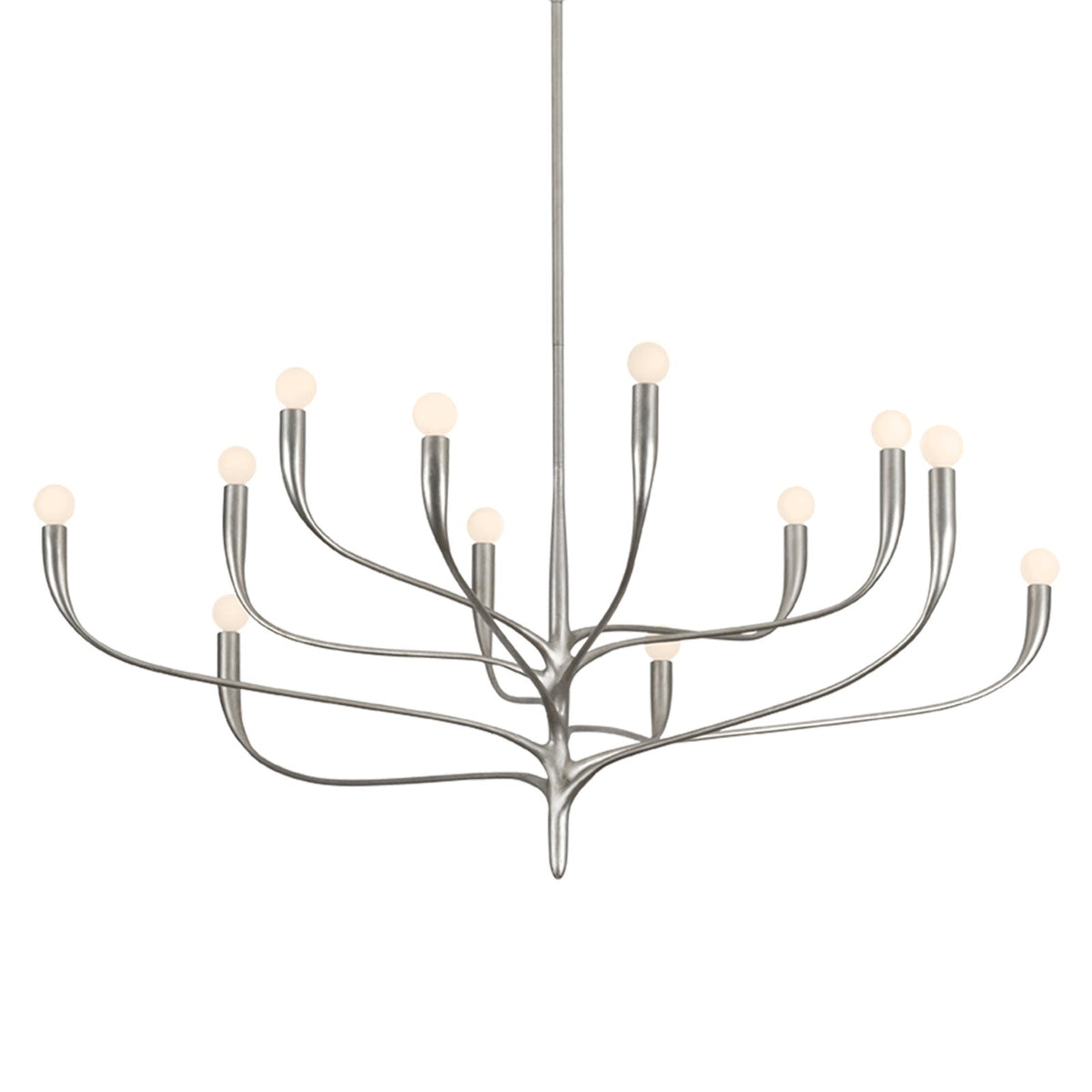 Hudson Valley Labra 51.5in 12-Light Chandelier | Botanical Warm Silver Leaf and Glass | Dining Room & Foyer | 51.5 x 20.5 in | Model 9612-WSL