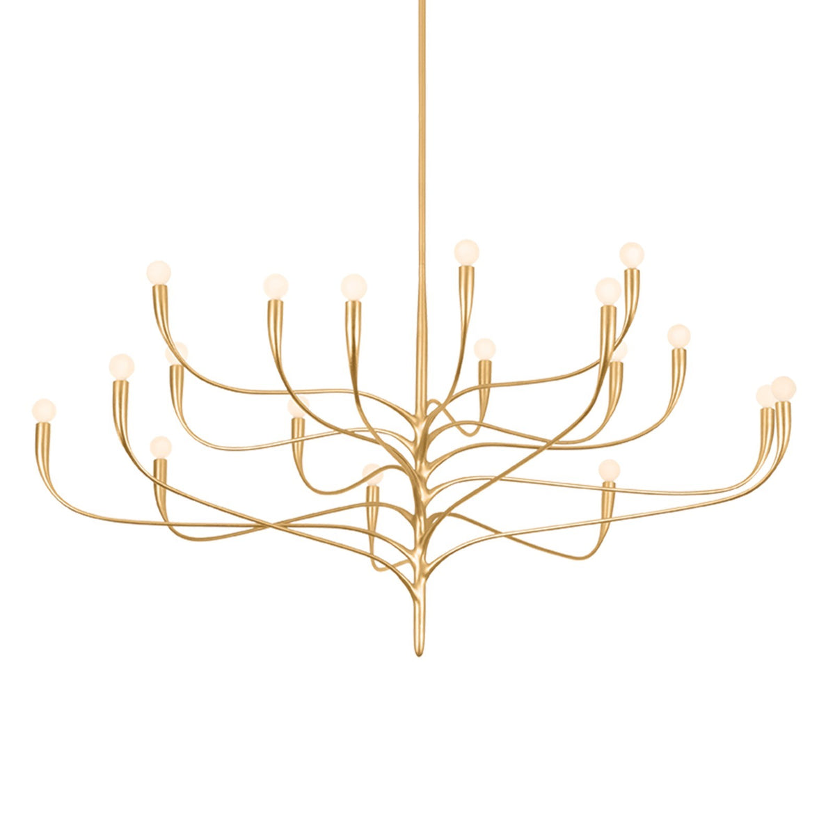 Hudson Valley Labra 66in 18-Light Chandelier | Botanical Vintage Gold Leaf and Glass | Dining Room & Foyer | 66 x 33 in | Model 9619-VGL