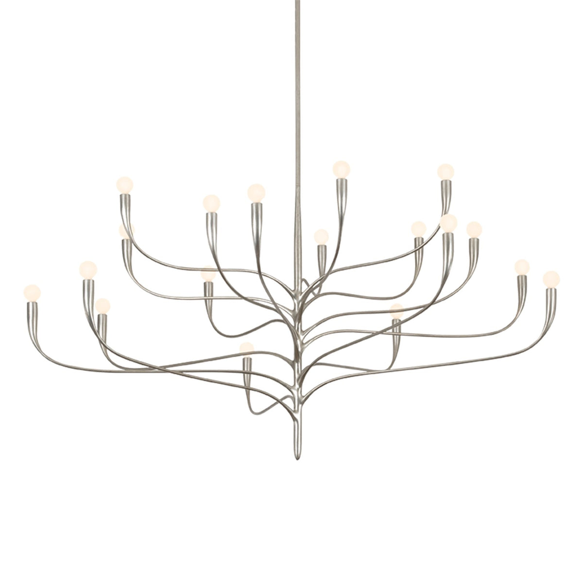 Hudson Valley Labra 66in 18-Light Chandelier | Botanical Warm Silver Leaf Steel | Dining Room & Grand Foyer | 66 x 33 in | Model 9619-WSL