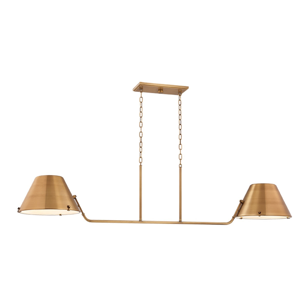 Hudson Valley Tannersville 52.25in 2-Light Linear Chandelier | Patina Brass and White Glass | Dining Room & Kitchen Island | Model 9702-PBR