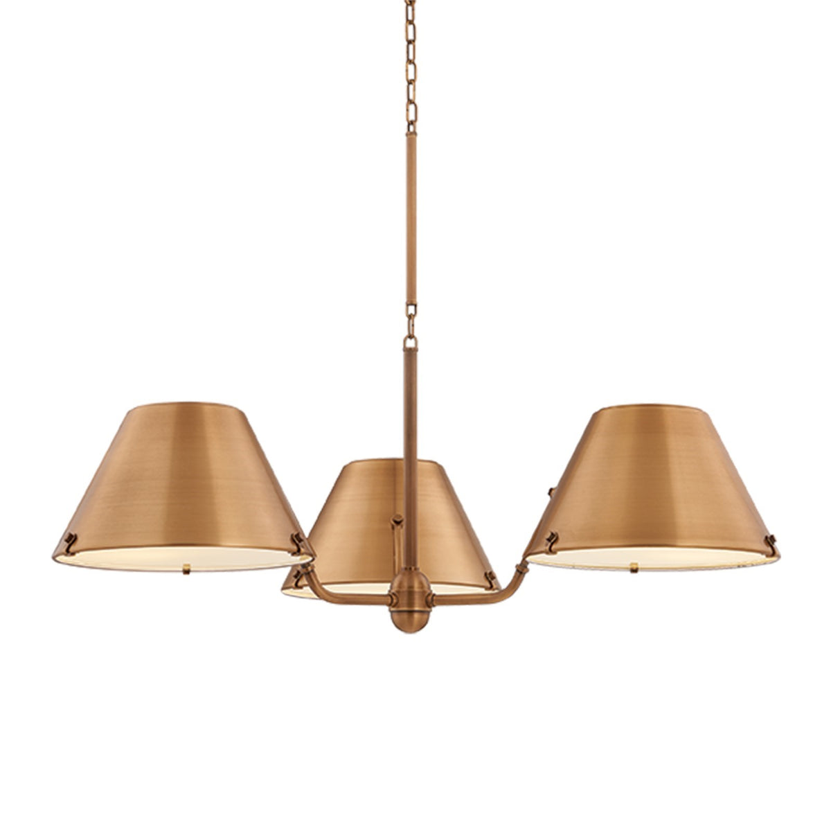 Hudson Valley Tannersville 33in 3-Light Chandelier | Heritage Patina Brass and White Glass | Dining Room & Kitchen Island | Model 9703-PBR