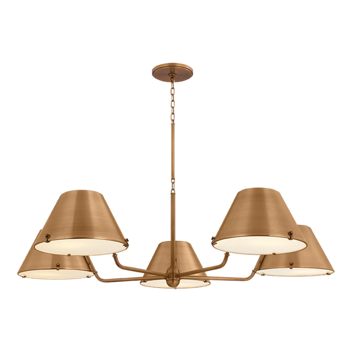 Hudson Valley Tannersville 46in 5-Light Chandelier | Transitional Patina Brass and White Glass | Dining Room & Kitchen | Model 9705-PBR