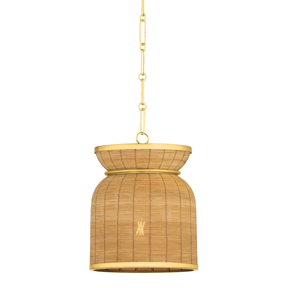 Hudson Valley Parkchester 1Lt 13" Pendant, Aged Brass/Rattan - 9913-AGB