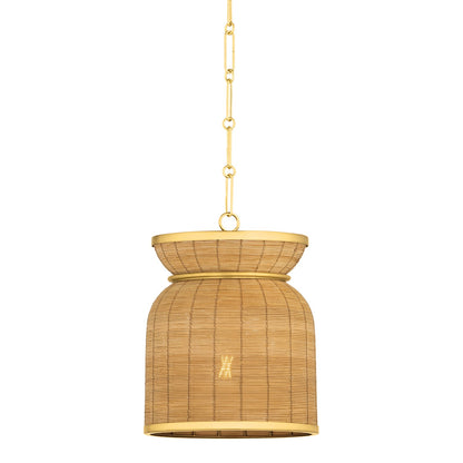 Hudson Valley Parkchester 1Lt 13" Pendant, Aged Brass/Rattan - 9913-AGB