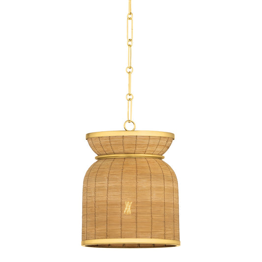 Hudson Valley Parkchester 1Lt 13" Pendant, Aged Brass/Rattan - 9913-AGB