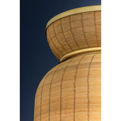 Hudson Valley Parkchester 1Lt 13" Pendant, Aged Brass/Rattan - 9913-AGB