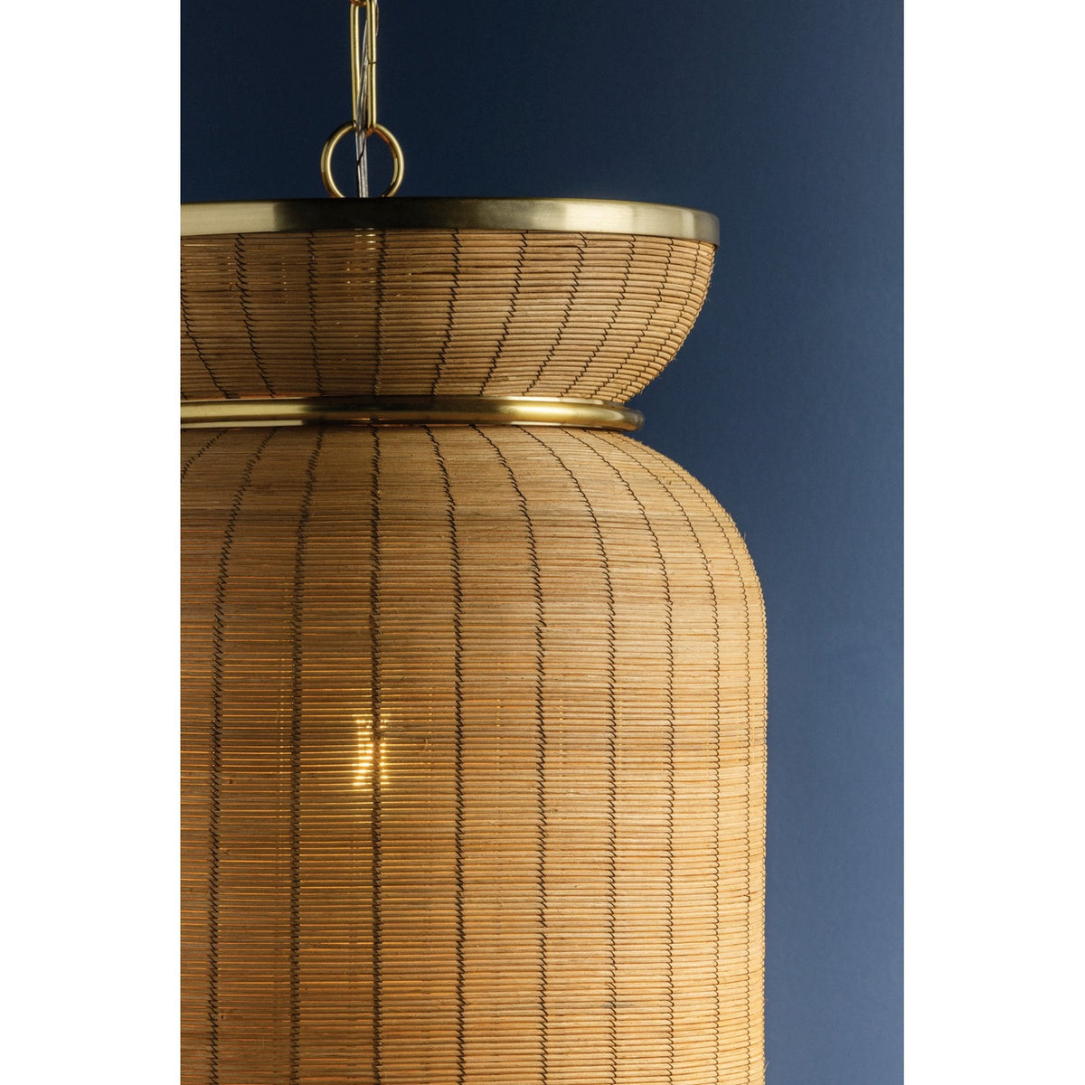 Hudson Valley Parkchester 1Lt 13" Pendant, Aged Brass/Rattan - 9913-AGB