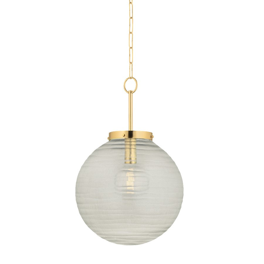 Hudson Valley Falls Mills 1Lt 16" Pendant, Aged Brass/Clear Etched - 9917-AGB