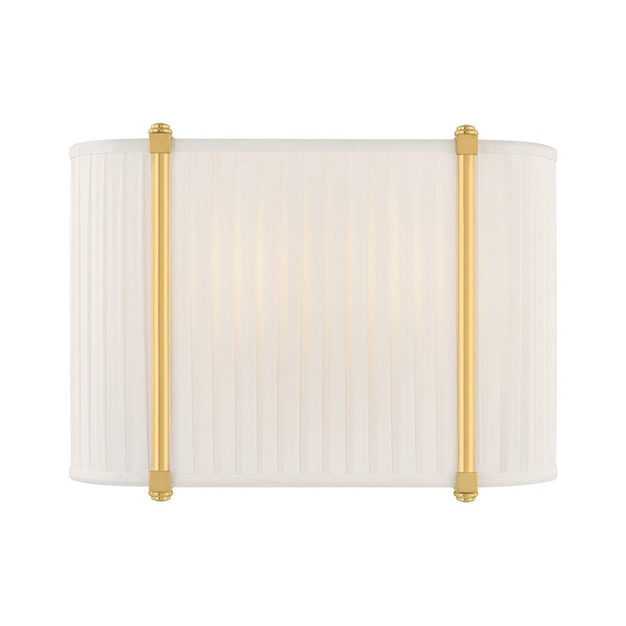 Hudson Valley Cornell 2Lt 9" Wall Sconce, Aged Brass/Ivory Silk - AH6308-AGB