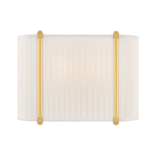 Hudson Valley Cornell 2Lt 9" Wall Sconce, Aged Brass/Ivory Silk - AH6308-AGB