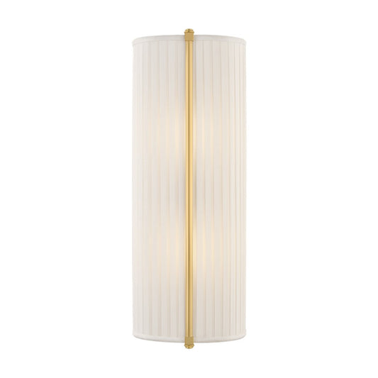 Hudson Valley Cornell 2Lt 18" Wall Sconce, Aged Brass/Ivory Silk - AH6317-AGB