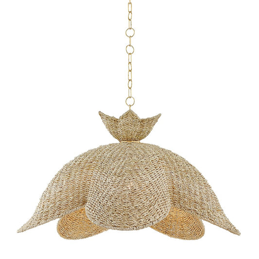 Mitzi Solie 1 Light 34" Pendant, Aged Brass/Light Natural Wicker - H1002701L-AGB