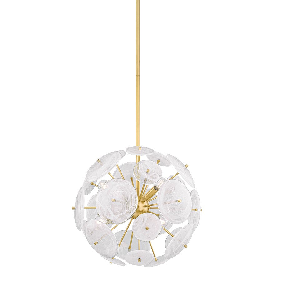Mitzi Tamara 6 Light Chandelier, Aged Brass/Remolino Blanco - H1004806-AGB