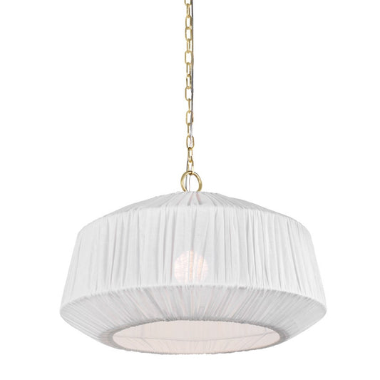 Mitzi Amanza 1 Light 24" Pendant, Aged Brass/White Linen - H1011701L-AGB