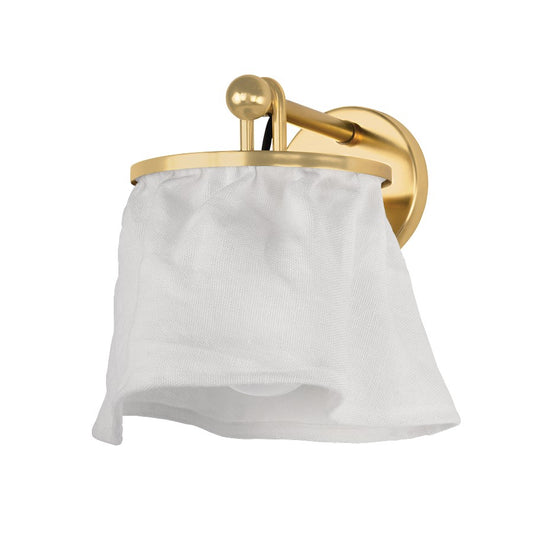 Mitzi Jalissa 1 Light Wall Sconce, Aged Brass/White Linen - H1012101-AGB