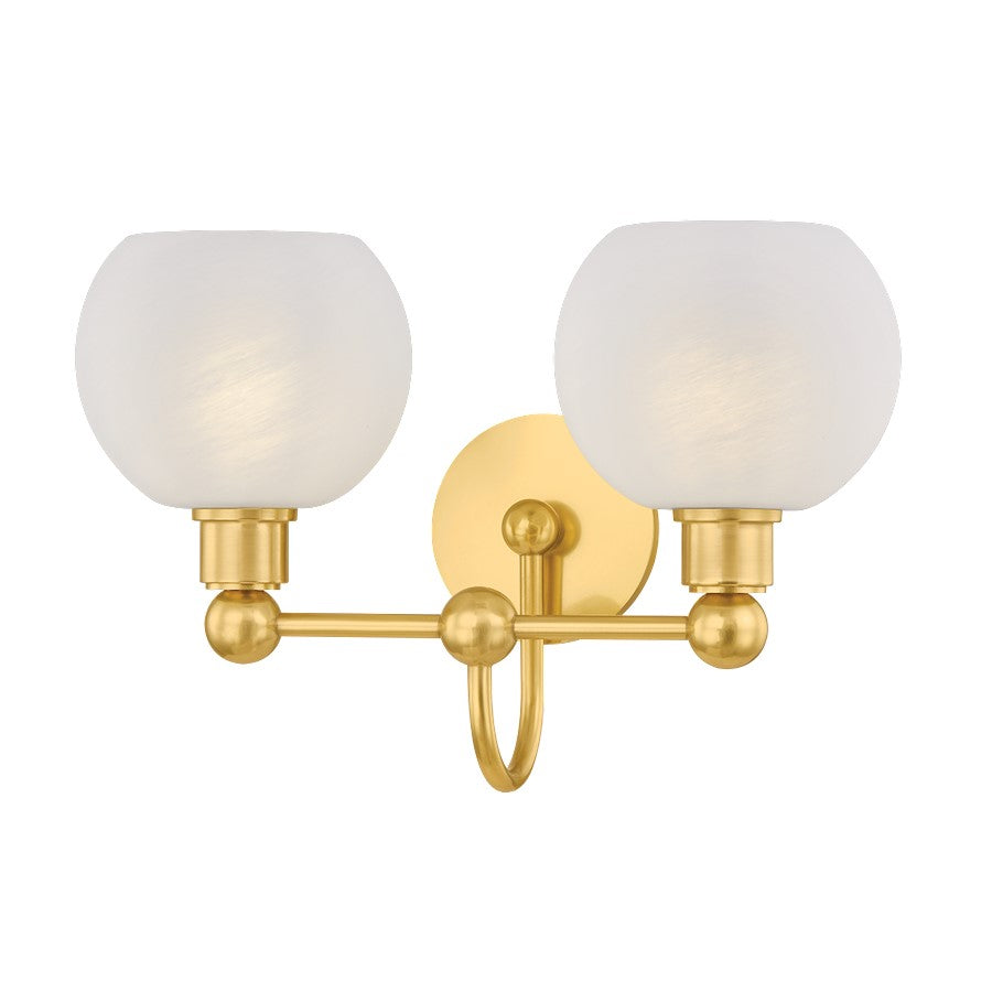 Mitzi Jerica 2 Light Bath and Vanity, Aged Brass/Matte Cloud - H1019302-AGB