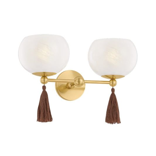 Mitzi Niya 2 Light Wall Sconce, Aged Brass/Cloud - H1039102-AGB